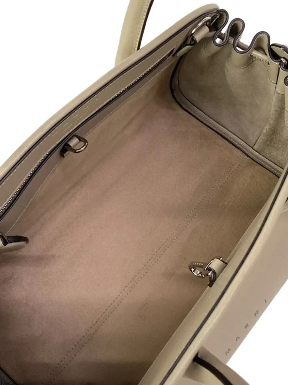 MARNI TULIPEA Small Top-Handle Bag BMMP0167U0 Gray Beige Leather Tote Bag